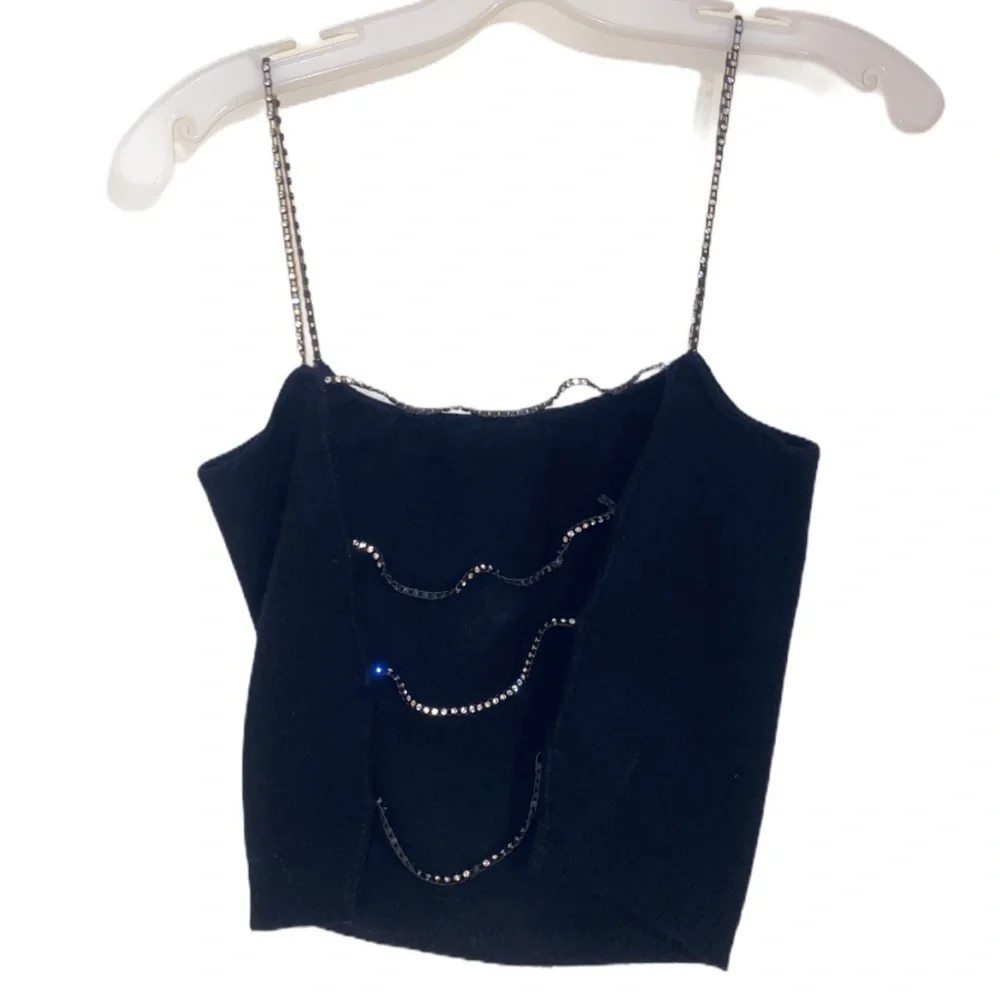 Cache Black and Sequin Top